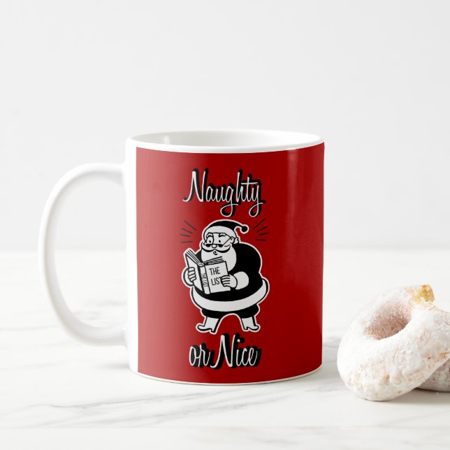 Mug Père Noël List Naughty ou Nice Christmas Coffee Mu (Avec donut)