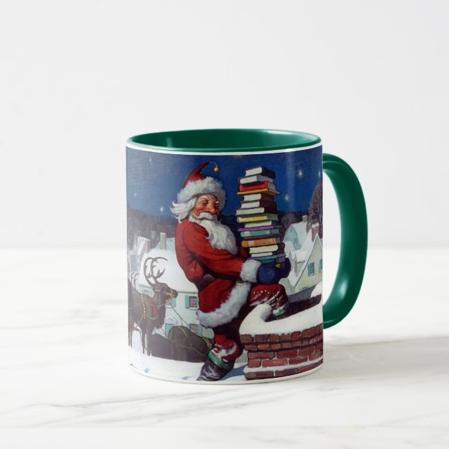 Mug Père Noël livre à Noël (Devant droit)
