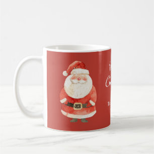 Mug Père Noël mignon avec nom Joyeux Noël Rouge