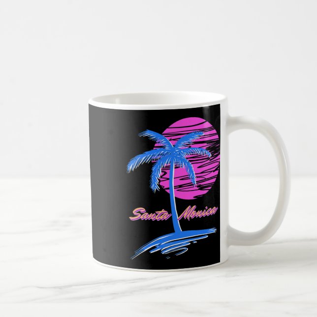 Mug Père Noël Monica Beach Outrun 80s Vaporwave esthét (Droite)