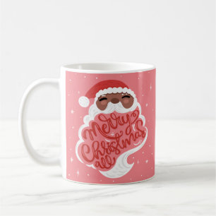 Mug Père Noël noire   Joyeux Noël tout   Rose