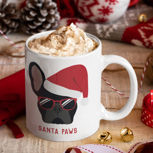 Mug Père Noël Paws Noir Chien à tête noire