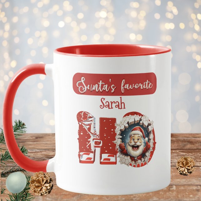 Mug Père Noël personnalisé Favoris HO Red & White Xmas (Créateur téléchargé)