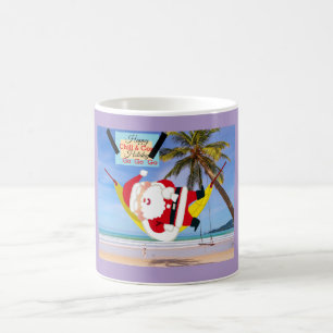 Mug Père Noël réfrigération hamac & palmiers