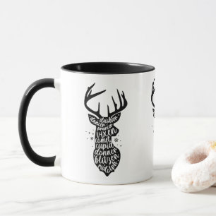 Mug Père Noël rennes de Noël, noir et blanc