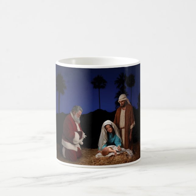 Mug Père Noël se mettant à genoux à la nativité (Centre)