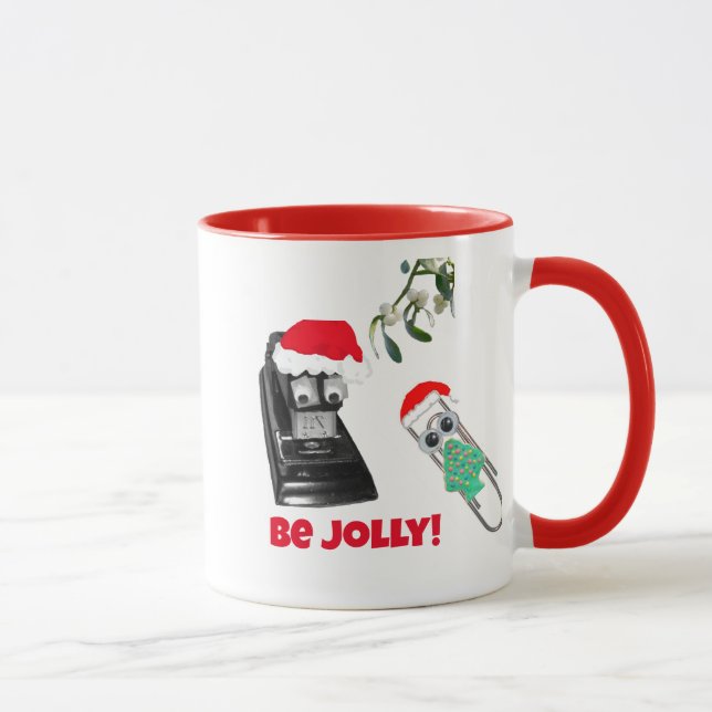 Mug Père Noël Stapler, Papier Clip, Mistletoe, Humour  (Droite)