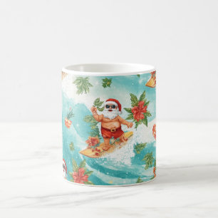 Mug Père Noël surfant pendant les fêtes de Noël