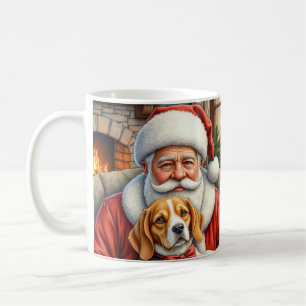 Mug Père Noël tenant l'art de Noël Beagle