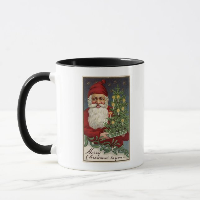 Mug Père Noël tenant un arbre à bougies (Gauche)