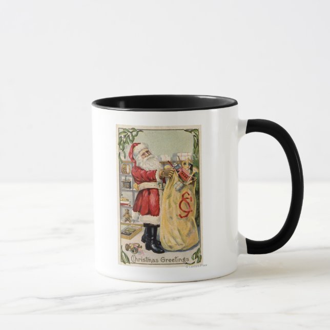 Mug Père Noël tenant un sac débordant de jouets (Droite)