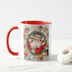 Mug Père Noël victorien au téléphone avec des enfants