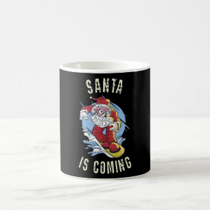 Mug Père Noël vient en snowboard