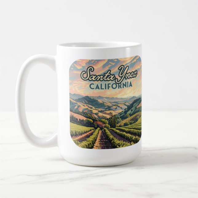 Mug Père Noël Ynez California Vineyard Winery Retro (Gauche)