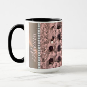 Mug Perles à cordes Chic Rose Blush Personnalisées