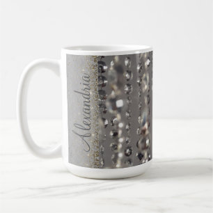 Mug Perles d'argent glam Glittery personnalisées
