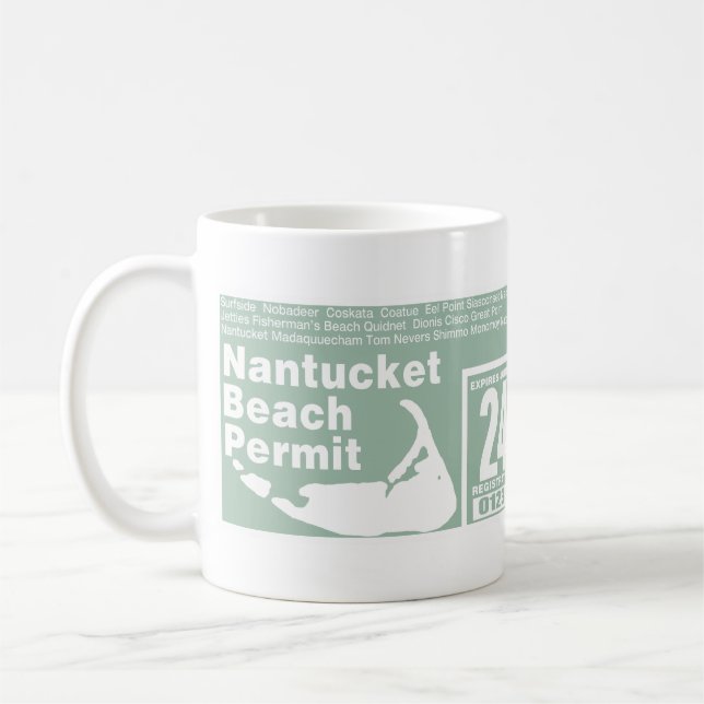 Mug Permis de plage Nantucket 2024 vert (Gauche)