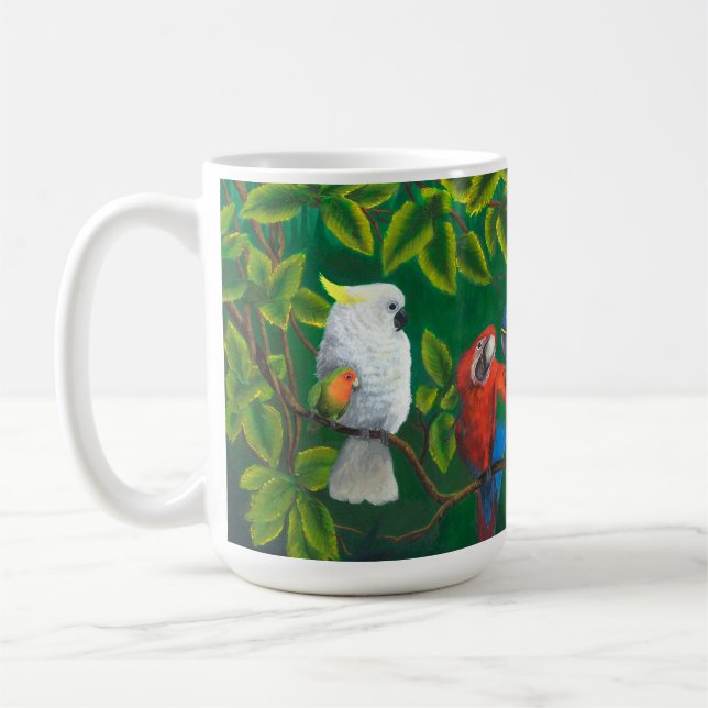 Mug Perroquet Amateurs d'oiseaux Jungle Tropical Thème (Gauche)