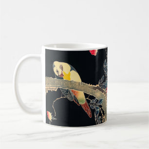 Mug Perroquet sur la branche d'un Rose en fleurs Bush