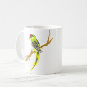 Mug Perroquet sur une branche. Peinture aquarelle.