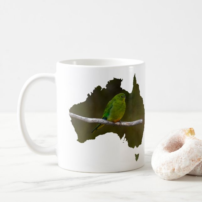 Mug Perruche à ventre orange rare forme Australie (Avec donut)