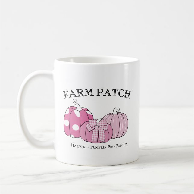 Mug Personal Farm Patch Pink White Black Text (Gauche)