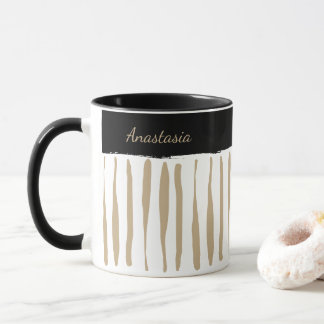 Mug Personalised Black and Gold Artistic Stripes