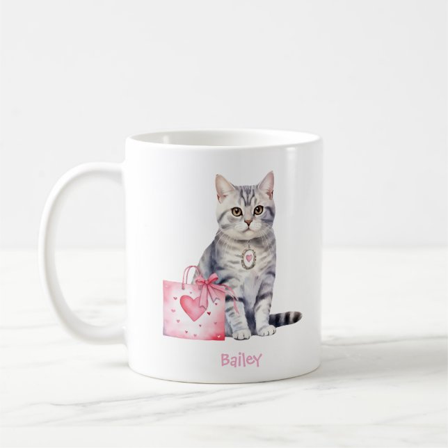 Mug Personalized American Shorthair Cat Valentine's  (Gauche)