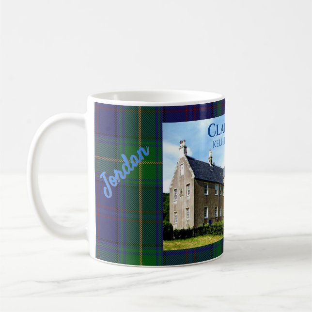 Mug Personalized Clan Boyle's Kelburn Castle & Tartan (Gauche)