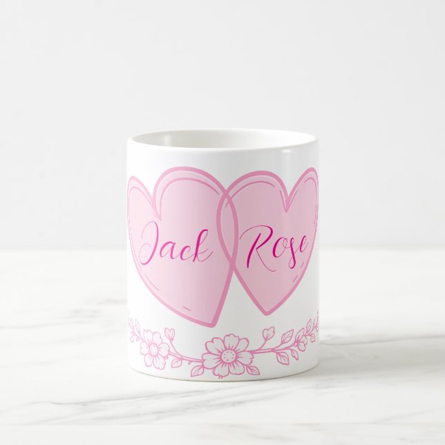 Mug Personalized Couple Hearts Romantic Floral Name  (Centre)