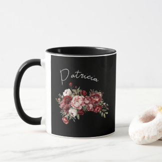 Mug Personalized Dark Floral Name