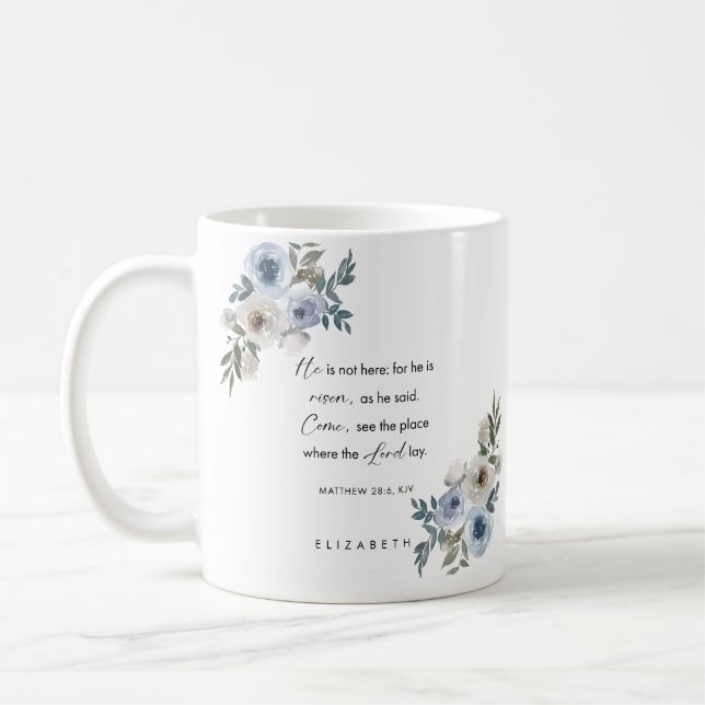 Mug Personalized Easter Bible Verse Matthew 28:6 (Gauche)