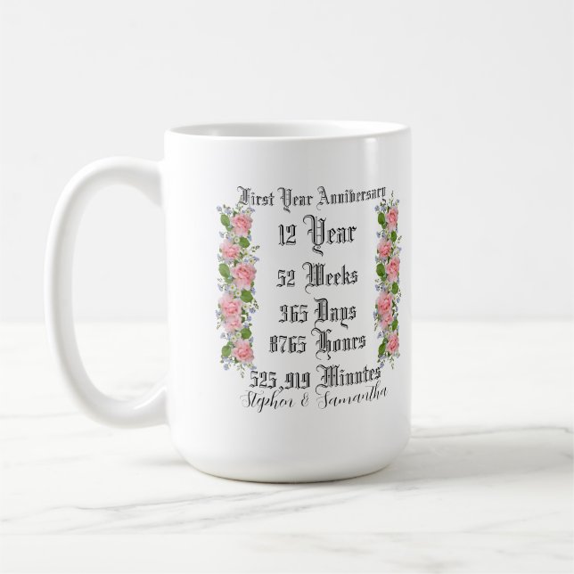 Mug Personalized first  year anniversary typography  (Gauche)