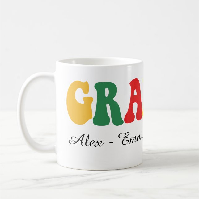 Mug Personalized Grandpa Gift with Grandkids’ Names (Gauche)