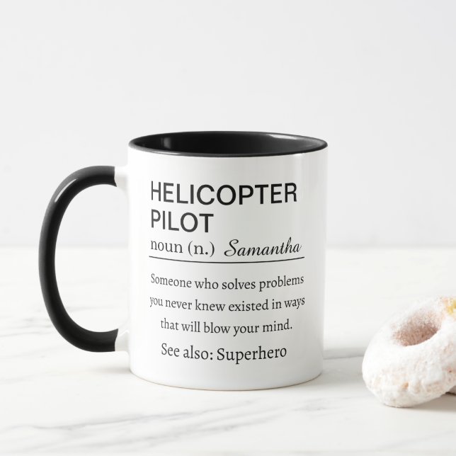 Mug Personalized Helicopter Pilot Definition (Avec donut)