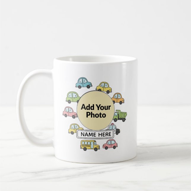Mug Personalized Little Driver Cars Trucks Photo (Gauche)