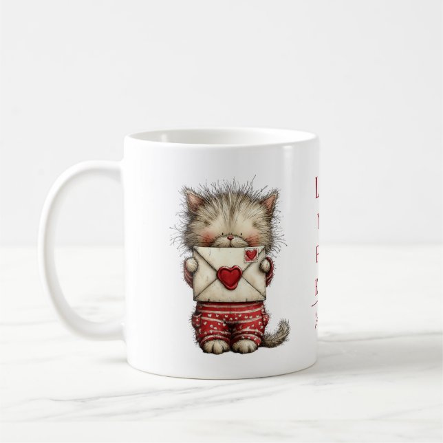 Mug Personalized “Love You Fur-Ever” Cute Cat Valentin (Gauche)