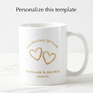 Mug Personalized Modern 20th Wedding Anniversary Gift