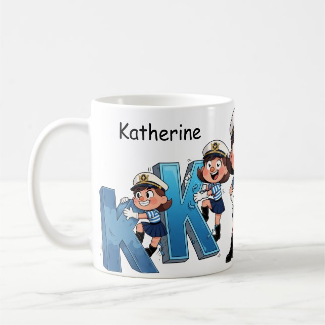Mug Personalized  Name Sailor Cartoon Character * K * (Gauche)