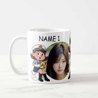 Mug Personalized PHOTO Sailor Cartoon Character - NAME