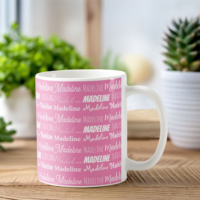 Mug Personalized Pink Girls Name Collage Cute (Créateur téléchargé)