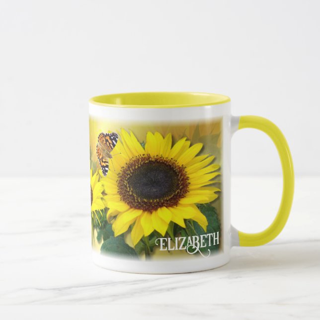 Mug Personalized Sunflowers and Butterflies (Droite)