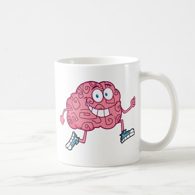 Mug Personnage de dessin animé courant de cerveau (Droite)
