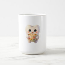 Personnage mignon dentaire amateur de café Kawaii