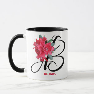 Mug Personnalisable Belinda nom fleurs rouges boho ten
