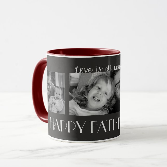 Mug Personnalisable Happy Fête des pères Gris Maroon P (Devant gauche)