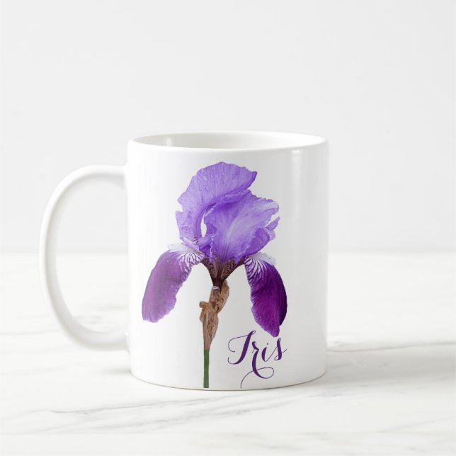 Mug Personnalisable Iris nom joli iris violet fleuri (Gauche)