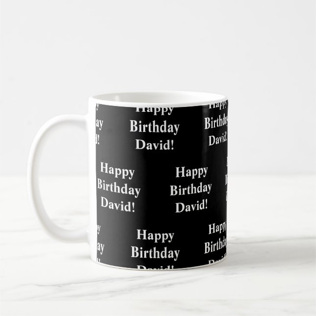 Mug Personnalisable Joyeux Texte d'anniversaire | Noir (Gauche)
