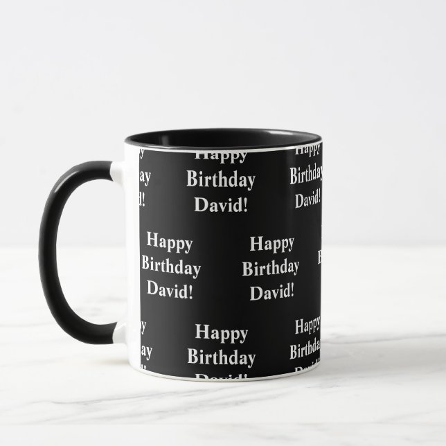 Mug Personnalisable Joyeux Texte d'anniversaire | Noir (Gauche)