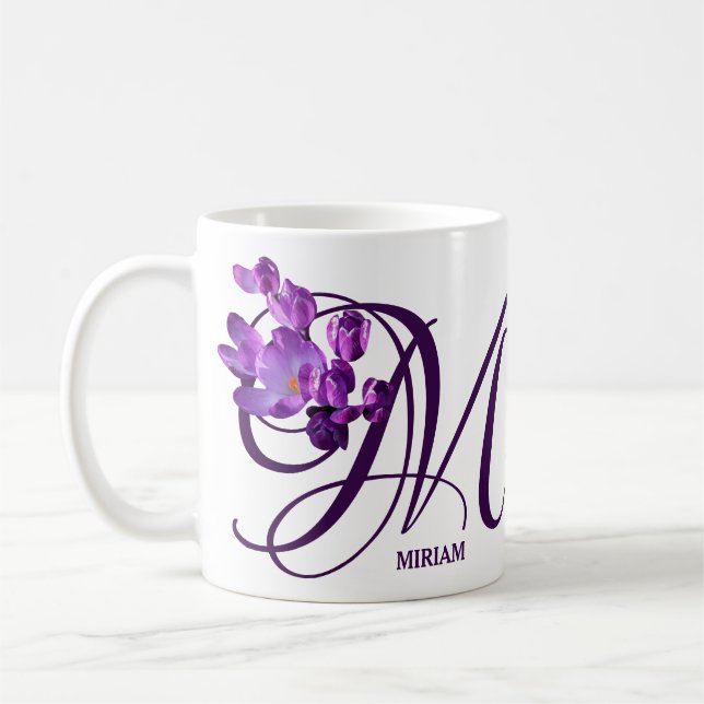 Mug Personnalisable Miriam nom fleurs violettes monogr (Gauche)